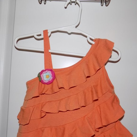 GYMBOREE Girls Floral Reef Orange Knit Rhumba Layered Dress One Shoulder 12-18M - Picture 3 of 3
